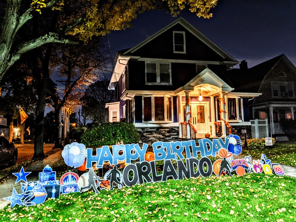 Happy Birthday Lawn Sign on Carmita Ave in Maywood, NJ