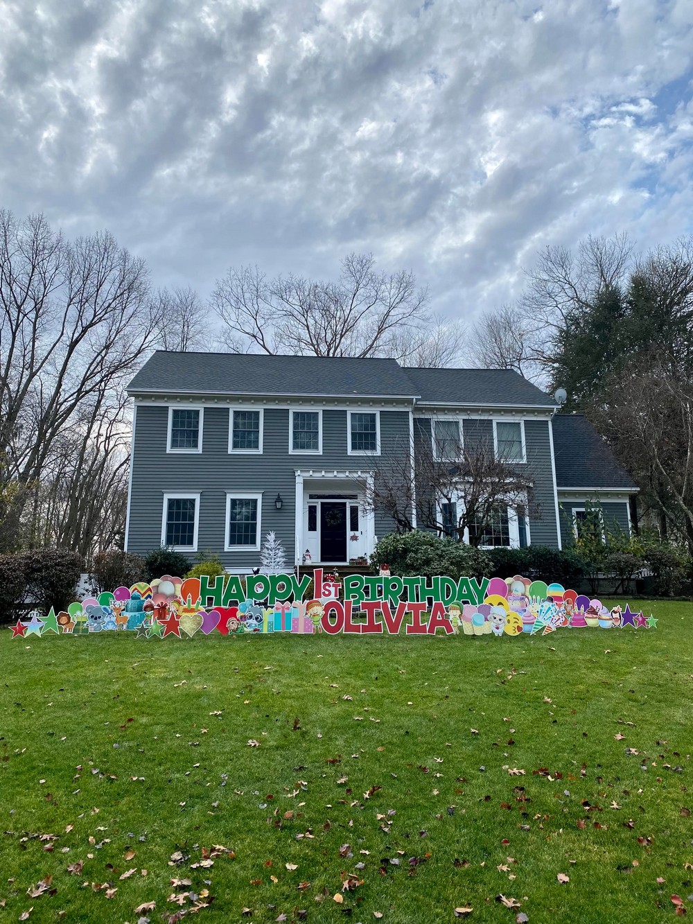 Birthday Yard Card with Holiday Theme for a 1st Birthday in River Vale, NJ