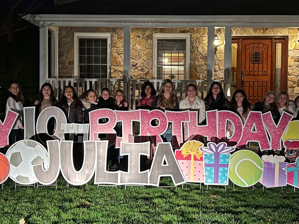 Huge Birthday Lawn Sign For a Girl in Franklin Lakes, NJ