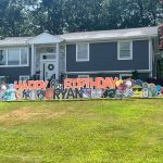 Sports-Themed Happy Birthday Lawn Sign in Allendale, NJ