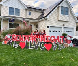 Senior Night Yard Card for Varsity Cheerleading Team in Wanaque, NJ